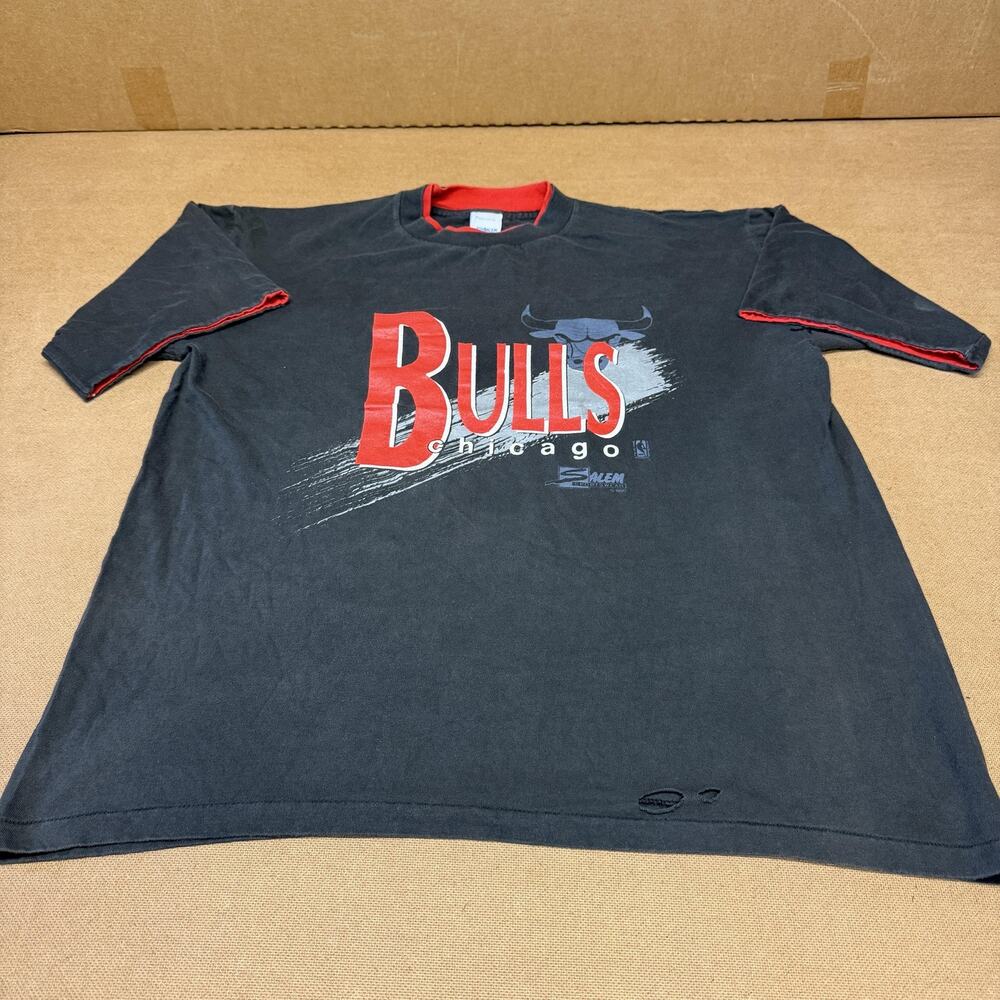 Vintage Chicago Bulls Shirt Mens XL Black NBA Basketball Salem Sportswear 90s